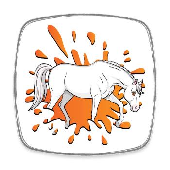 A manga-style drawing of an Abbayan horse - Square fridge magnet - white - Front