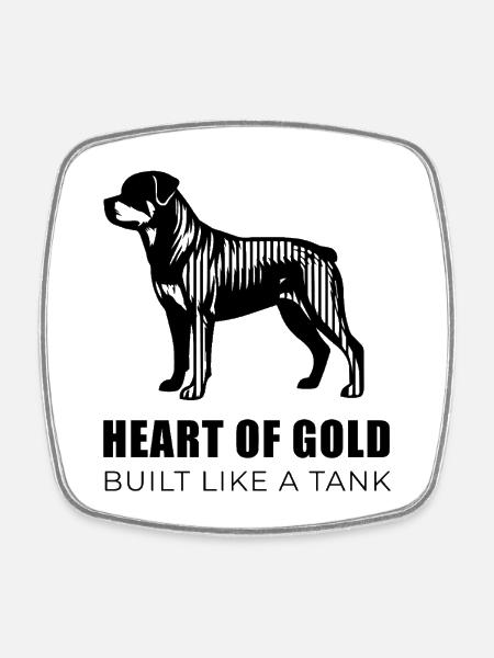Silhouette linéaire Rotti - Cœur d’or Rottweiler - Magnet carré - blanc