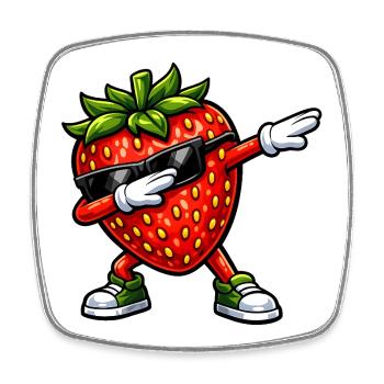 Tamponnement de fraise - Magnet carré - blanc - Devant