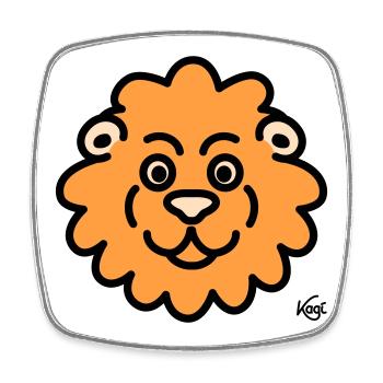 Lion Grand - Magnet carré - blanc - Devant