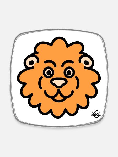 Lion Large - Square fridge magnet - white