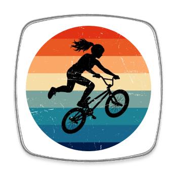 Geschenkidee für die BMX-Riderin mit Freestyle-BMX - Viereckiger Kühlschrankmagnet - Weiß - Vorne