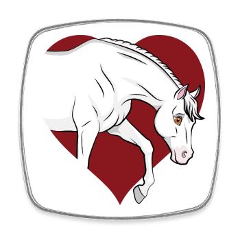 Un dessin manga d'un cheval Abbayan et un coeur - Magnet carré - blanc - Devant