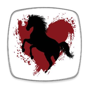 La silhouette du cheval Abbayan cabré et un coeur - Magnet carré - blanc - Devant