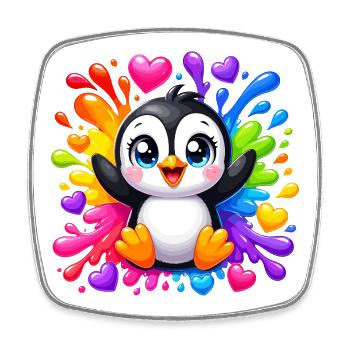 Éclaboussure de cœurs couleur de pingouin - Magnet carré - blanc - Devant