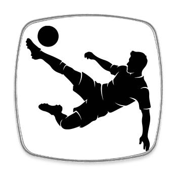 Fussballer Fallrückzieher Silhouette - Viereckiger Kühlschrankmagnet - Weiß - Vorne