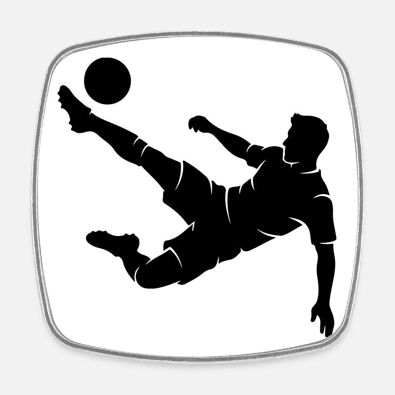 Silhouette de bicyclette du footballeur - Magnet carré - blanc