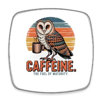 Eule mit Kaffee Retro Sunset Caffeine Spruch - Viereckiger Kühlschrankmagnet - Weiß - Vorne