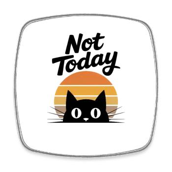 Not Today Black Cat Retro Sunset - Square fridge magnet - white - Front