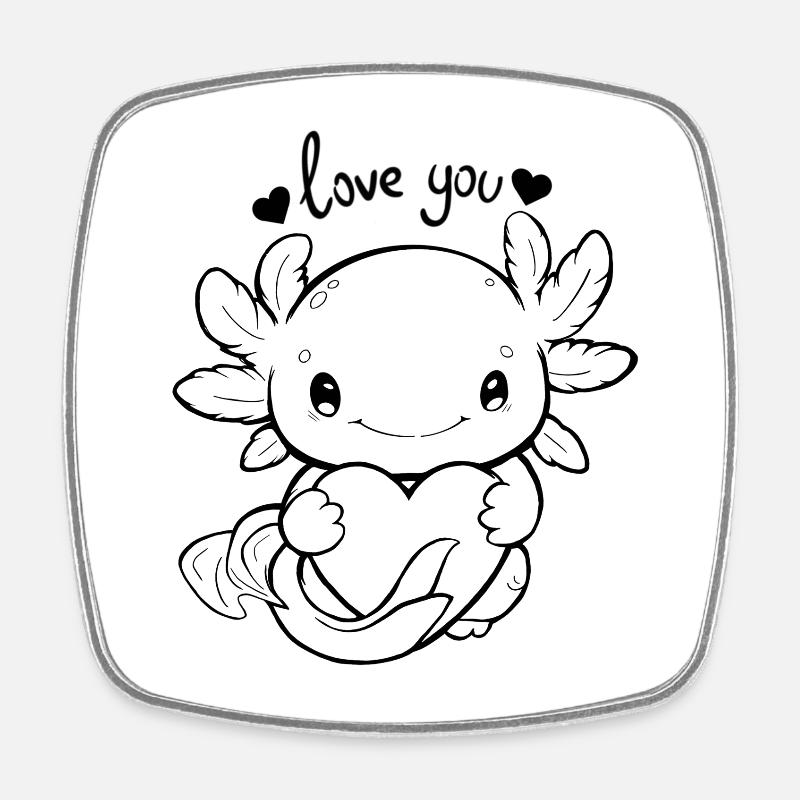 Axolotl - je t’aime - Magnet carré - blanc