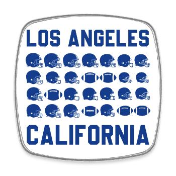 Motifs du football américain californien à Los Angeles - Magnet carré - blanc - Devant