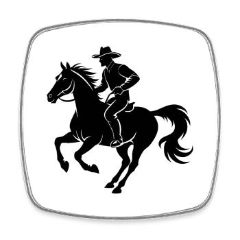 Cowboy über das Laufen - Viereckiger Kühlschrankmagnet - Weiß - Vorne