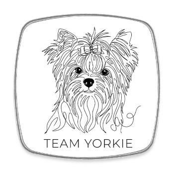 Team Yorkie One Line Art Yorkshire Terrier Dog - Square fridge magnet - white - Front
