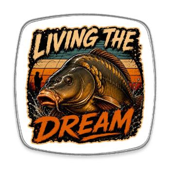 Living The Dream Carp Fishing Design - Square fridge magnet - white - Front