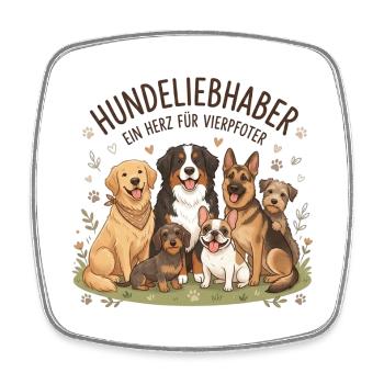 Hundedeliebhaber – Ein Herz Für Vierbeiner - Viereckiger Kühlschrankmagnet - Weiß - Vorne