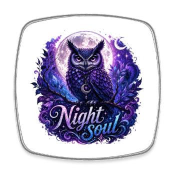 Owl Night of the Starry Souls - Square fridge magnet - white - Front
