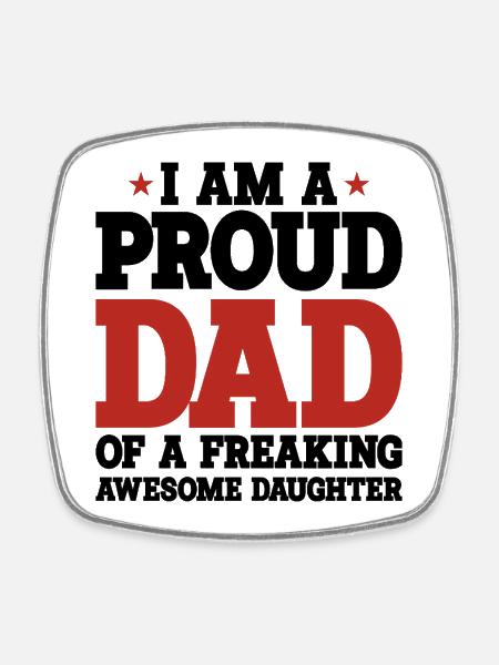 Father and daughter - Square fridge magnet - white