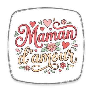 Maman d'amour - Magnet carré - blanc - Devant