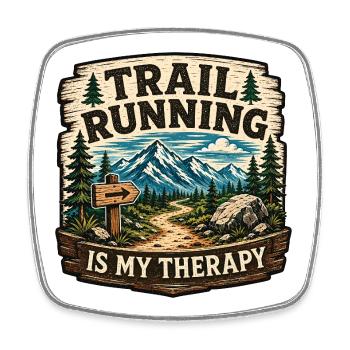 Trailrunning ist mein Therapieabzeichen - Viereckiger Kühlschrankmagnet - Weiß - Vorne