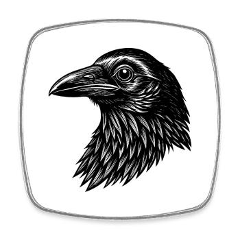 Crow - Square fridge magnet - white - Front