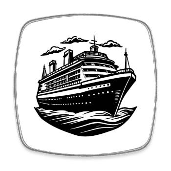 Cruise ship - Square fridge magnet - white - Front
