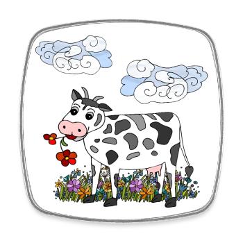 Vache - Magnet carré - blanc - Devant