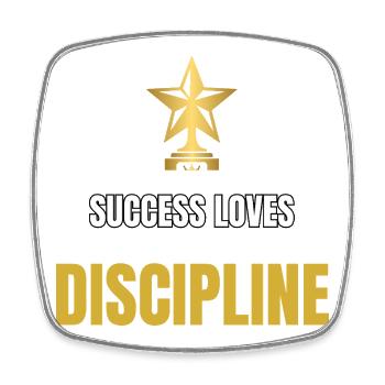 Success Loves Discipline Motivational Quote - Square fridge magnet - white - Front