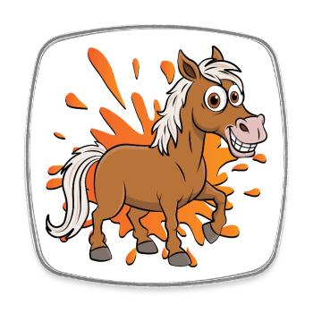 Un dessin cartoon d'un cheval Abou'Ourquob - Magnet carré - blanc - Devant