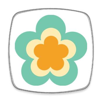 70s Flower Pattern Hippie Gift - Square fridge magnet - white - Front