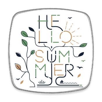 HELLO SUMMER VIBES – Minimale Monoline - Viereckiger Kühlschrankmagnet - Weiß - Vorne