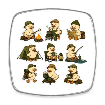 Camping Duck Adventure – Cute Outdoor Ducks - Square fridge magnet - white - Front
