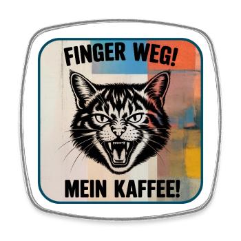 Finger Weg! Mein Kaffee Katzengraffiti - Viereckiger Kühlschrankmagnet - Weiß - Vorne