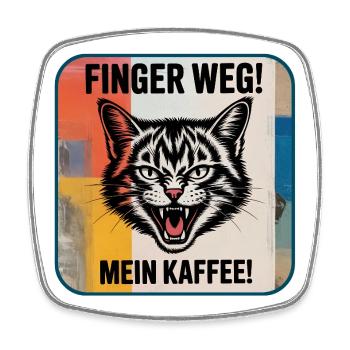 Kaffee Katzenhumor - Viereckiger Kühlschrankmagnet - Weiß - Vorne