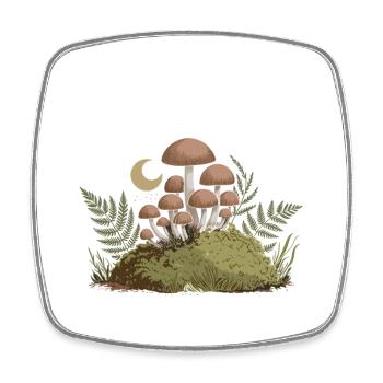 Forest glowing mushrooms in the moonlight - Square fridge magnet - white - Front