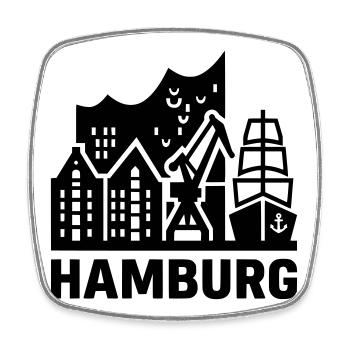 Hamburg Hansestadt Speicherstadt Hafen  - Viereckiger Kühlschrankmagnet - Weiß - Vorne