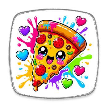 Cute pizza slice - Square fridge magnet - white - Front