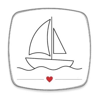 Motorboot-Sportboot - Viereckiger Kühlschrankmagnet - Weiß - Vorne