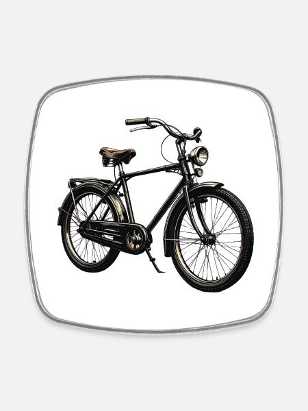 Silhouette de vélo urbain vintage - Magnet carré - blanc