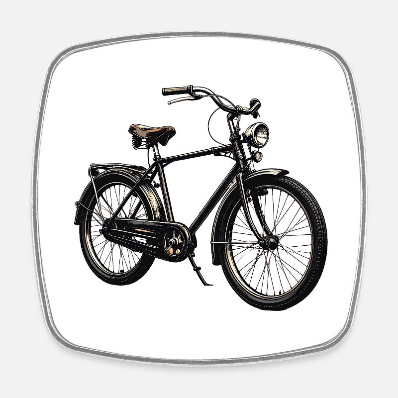 Silhouette de vélo urbain vintage - Magnet carré - blanc