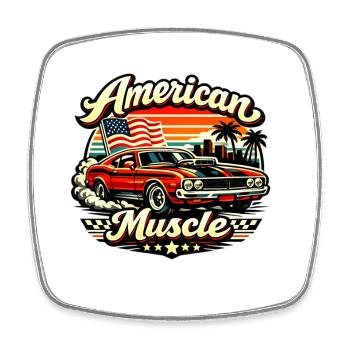 American_Muscle_4 - Viereckiger Kühlschrankmagnet - Weiß - Vorne