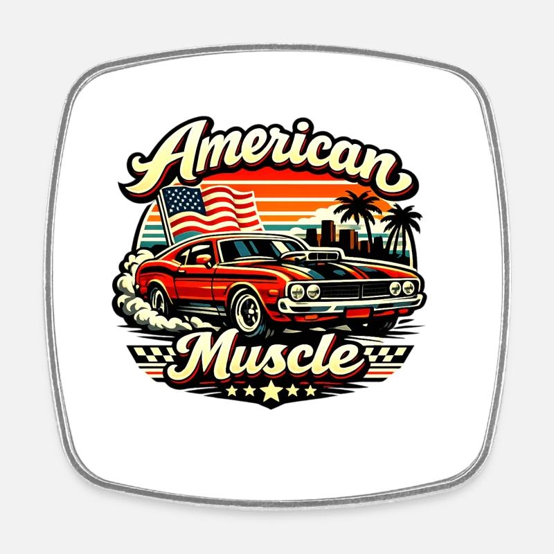 American_Muscle_4 - Magnet carré - blanc