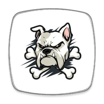 Wütende Bulldogge mit Knochen - Viereckiger Kühlschrankmagnet - Weiß - Vorne