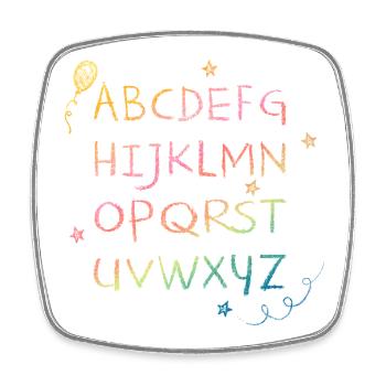 Regenbogen Kreide-Alphabet mit Sternchen - Viereckiger Kühlschrankmagnet - Weiß - Vorne
