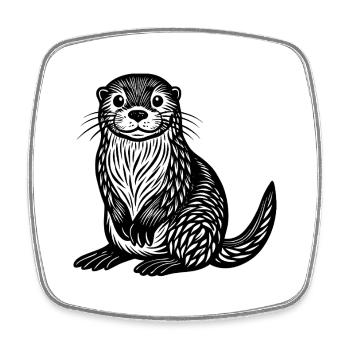 Mignonne loutre - Magnet carré - blanc - Devant