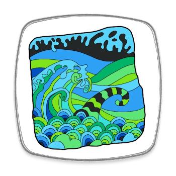 Green Deco Waves - Square fridge magnet - white - Front
