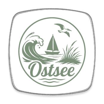 Baltic Sea Wave Ship Sailboat Coasts Love - Square fridge magnet - white - Front