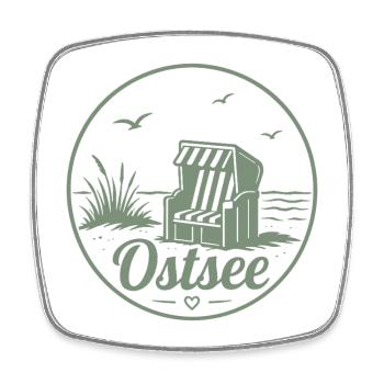 Ostsee Strandkorb Meer Küsten liebe - Viereckiger Kühlschrankmagnet - Weiß - Vorne