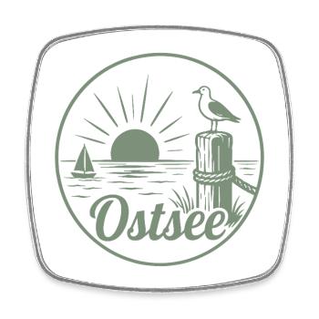 Ostsee Segelboot Möwe Sonnenuntergang - Viereckiger Kühlschrankmagnet - Weiß - Vorne