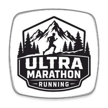 Ultra-Marathon-Lauf-Bergabzeichen - Viereckiger Kühlschrankmagnet - Weiß - Vorne