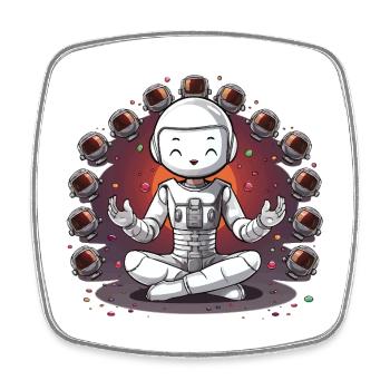 Space Yogi in Astronaut - Square fridge magnet - white - Front